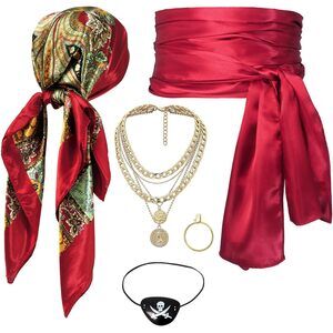 2446 Pirate Costume Accessoriess Set|headscarf Wrap Hat Sash